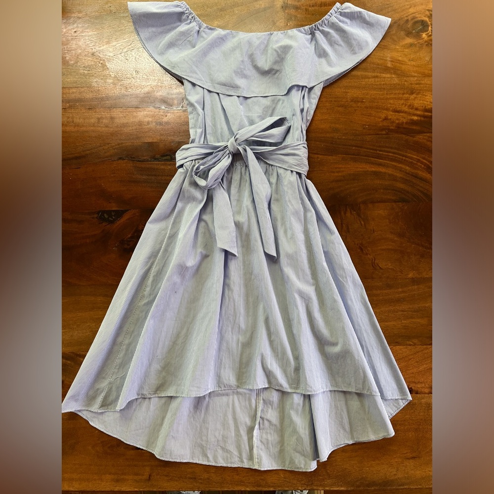 Saks Fifth Avenue Lavender Off-Shoulder Belted Midi Dress